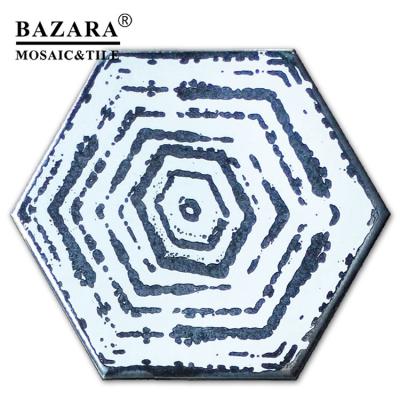 China Acid Resistant Glazed Metal Tiles Hot Selling Hexagon Glazed Ceramic Tiles Flooring for sale