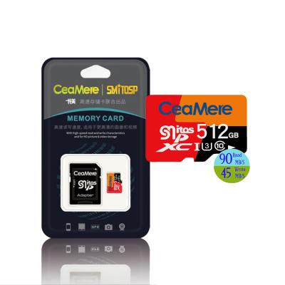 China Ceamere 512GB Fast Speed ​​Micro TF Plastic Wholesale Memory Card Class 10 Total Capacity UHS-3 TF Micro 512GB Memory Card for sale