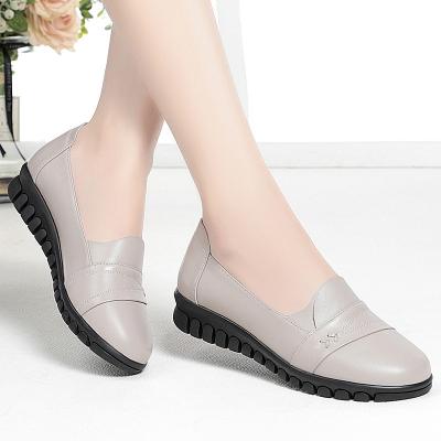 China Stylish Round Quality PU Leather Platform Shoes Comfort Slip On Women Flat Ladies Loafer Loafer Shoes for sale