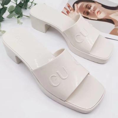 China Luxury Fashion Trend Sandals Women Shoes Jelly Sandal Fashion Women Outdoor Slipper PVC High Heel Slide Rubber Sandal for sale