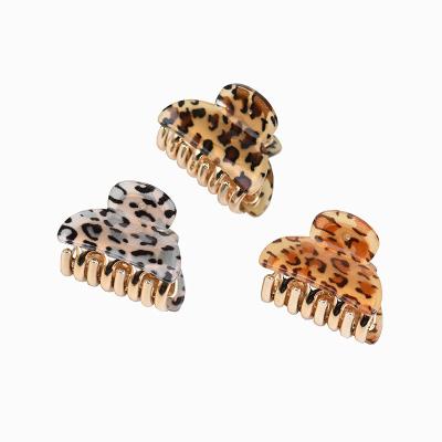 China Korean Version Acrylic Hair Ornaments Medium Small Acrylic Leopard Print Hair Clip Hair Clip Handle Hair Top Side Clip for sale