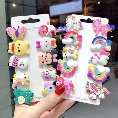 China Wholesale Fashion Baby Princess Candy Color Hair Accessories New 10 Pieces/Set Cute Clip Children's Animal Hair Flower Hair Clip Set for sale