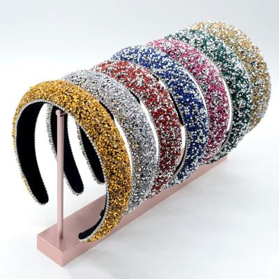 China European and American Autumn Winter Luxury Sponge Crystal headband girls headbands Crystal Wide Edge Fashion Rhinestone new arrival style for sale