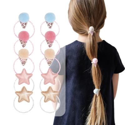 China Children's Bowtie Hair Ring Star Autumn Winter Fur Ball Hair Children's Leather Sequin Hair Tie Children's Elastic Rope for sale