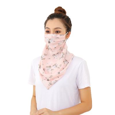 China 2021 New Arrival Skin Friendly Sun Mask Full Face Protection Women Neck Bandana Chiffon Scarf Breathable Outdoor Mount Mask for sale