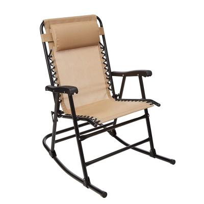 China Modern Textilene Weightless Indoor And Outdoor Folding Lounge Foldable Rocking Chair With Pillow for sale