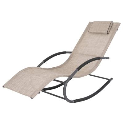 China Modern Curved Patio Rocking Lounger Weightless Extended Chair Rocker with Pillow for Beach Yard Pool Outdoor Indoor for sale