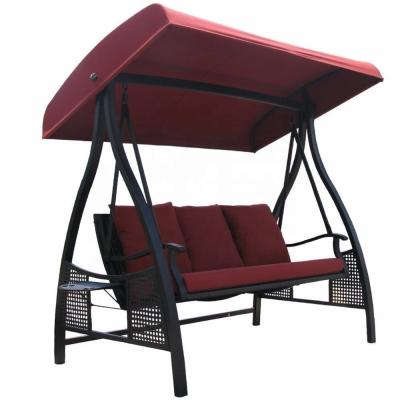 China Outdoor Furniture Head Support 3 Seat Porch Patio Swing Chair Canopy Swing Chair For Outdoor for sale