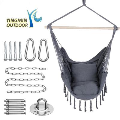 China Modern Hammock Chair Arming Rope Swing Seat With 2 Cushions And Hardware Kits Perfect For Indoor Outdoor for sale