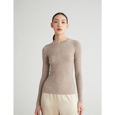 China [ABC Showroom] Cindy Ribbed Crew Neck Women's Long Sleeve Merino Wool Multiple Sleeve Sweater Colors Biella Yarn Knitwear Sweater for sale