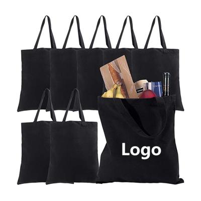 China Custom Made Simple Black Eco-friendly Grocery Store Eco-Friendly Logo Direct Selling Cotton Packaging Durable Cheap Shopping Bag for sale