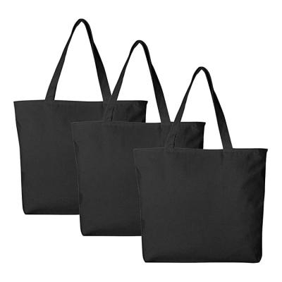 China Factory Eco-friendly Custom Printed Black Logo Fabric Cotton Women's Canvas Tote Bag Large Capacity Reusable Foldable for sale