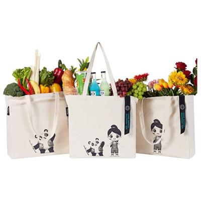 China Eco-Friendly Custom Printed Heavy Bottom Gusset Grocery 12oz Cotton Washable Canvas Tote Bags Eco-Friendly for sale