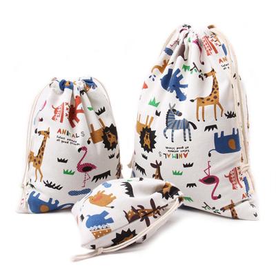 China Personalized Full Color Printing Folding Colorful Fabric Canvas Cotton Drawstring Bag With Draw String for sale