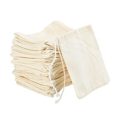 China Custom Organic Rope Handle Muslin Small Cotton Calico Canvas Twine Promotional Drawstring Bags for sale