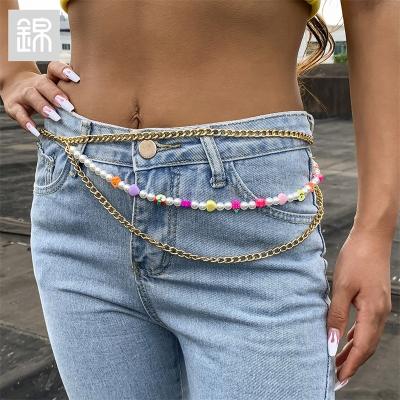 China JY-mail 2109D01054 JY-mail 2109D01054 Body Jewelry Accessory Girl Alloy Bead Chain Mix Color Ceramic Acrylic Body Chain WaistChain for sale