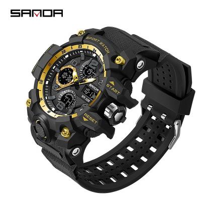 China JY-mail Digital Watch Sanda 6021 Multi Date Sports Watch Stopwatch Dual Time Alarm Calendar Luminous Display Alarm Clock for sale