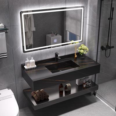 China Environmental Friendly Modern Simple Bathroom Vanity Sink Cabinets With Smart Mirror for sale