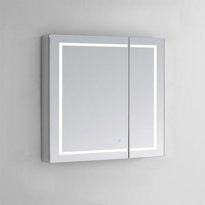 China China Supplier Waterproof Double Door SS Wall Mounted Bathroom Led Mirror Cabinet Medicine Cabinet for sale