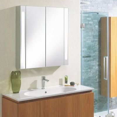 China Waterproof European Wall Hanging Surface Mounted Bathroom Vanity Crystal Led Lighted Mirror Medicine Cabinet for sale