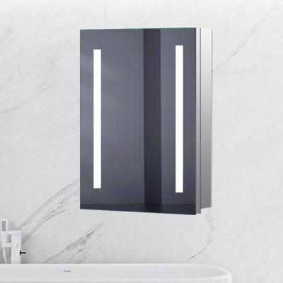 China Waterproof Stainless Steel Speaker Bathroom Smart Storage Led Light SS Double Door Waterproof Mirror Cabinet IP44 CE Certification for sale