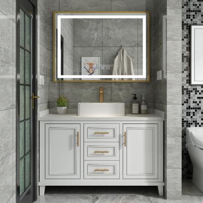 China Environmental Friendly European Luxury Modern Combo Stainless Steel Sink And Mirror Cabinet Combo Set Vanity For Bathroom for sale