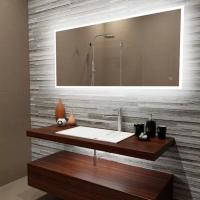 China Environmental Friendly Reflection Dimmable LED Lighted Frosted Edge Bathroom Mirror Vanity for sale