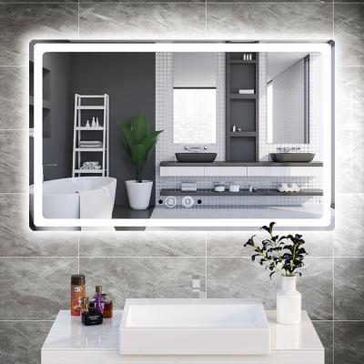 China European Modern Wall Mounted Bathroom Vanity CE Smart Magnifying Mirror With Touch Screen Control Led Lights For Hotel Home for sale