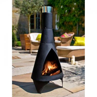 China Modern Enclosed Fire Burning Outdoor Stocked Pagoda Style Steel Fireplace Metal Wood Fire Pit Chiminea for Backyard and Patio for sale