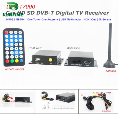 China 12-24V Car DVB-T Receiver Box Digital TV Tuner Receiver TV HDTV Set Top Box One MPEG4 MPEG2 Tuner KF-V8003 for sale