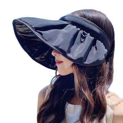 China Character Shell Vinyl Sun Visor Summer Beach UV Hat Foldable Headband Sports Covers Dual Function Hat for sale