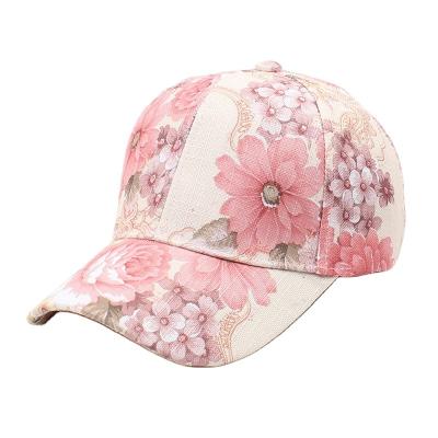 China Fashion Casual Baseball Cap Outdoor Activities Floppy Hat Women Summer Sun Floral Printed Hat COMMON for sale