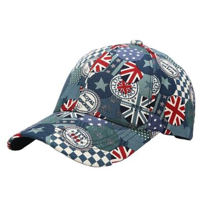 China COMMON UK flag printed graffiti cotton baseball cap curved brim sun hat men's and women's street fashion sports hat for sale