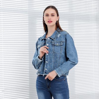 China Denim Women's Jean Jacket Classic Casual Vintage Breathable Customized Rivet Long Cropped Ripped Coats for sale