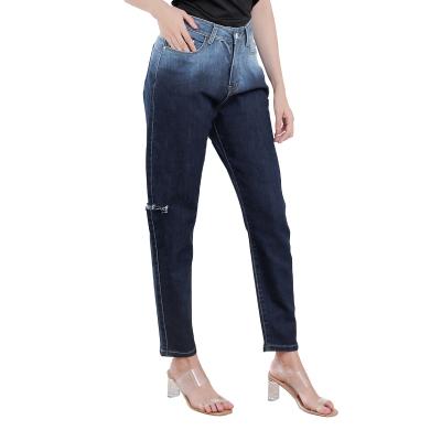 China Color Fade Proof Plus Size Denim Mid Waist Female Dark Blue Street Wear Mom Jeans for sale