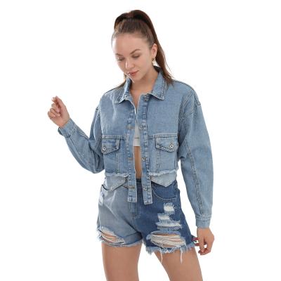 China Spring and Autumn Short Sleeve Denim Jackets Long Sleeve Vintage Jeans Breathable Casual Jacket Coats Single Breasted Denim For Women Coats for sale