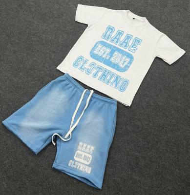 China Adultos 2 piezas de camiseta y pantalones cortos personalizados 100% de algodón Traje de verano Traje de sudor en venta