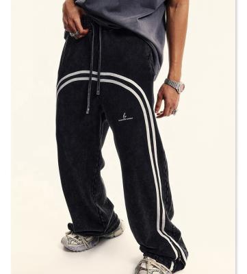 China Custom Streetwear Cotton French Terry Stapled Flare Sweatpants Joggers met zuur wassen Te koop