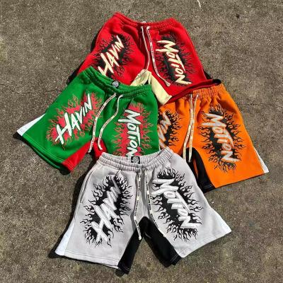 China Custom Cotton Streetwear Jogger Baggy Acid Wash Puff Print Casual Plus Size Sweat Shorts for sale