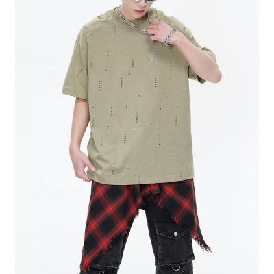 China 240Gsm Cotton Oversized Glitter T Shirt For Men Patchwork Raglan Sleeve for sale