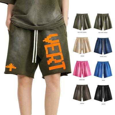 China Jean Acid Wash Shorts Mens Womens Summer 440G Heavy Weight Gradient Monkey Wash Half Shorts for sale