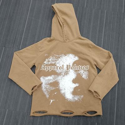 China S-6XL Dtg Printing Hoodies Oversized French Terry Cotton Hoodie With Distressed Ripped for sale