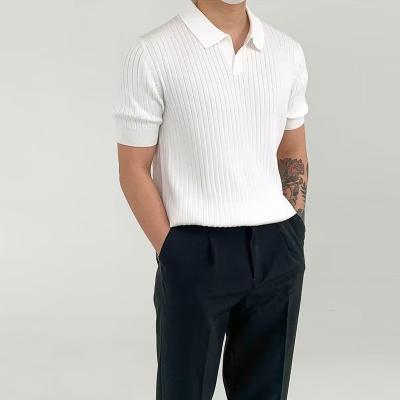 China 2024 Summer Fashion Elegant Trendy Quarter Sleeved Plain Polo Collar T-shirt for Men for sale