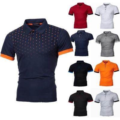 China Support 7 Days Sample Order Lead Time Men's Solid Color Polo Shirt with Polka Dot Print for sale