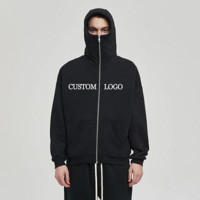 China Hooded Collar Winter Warm Cotton Terry Embroidery Masked Ninja Hoodie for Cold Days for sale