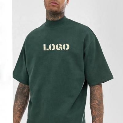 China Men'S Blank Oversized T Shirts Wholesale Droup Shoulder T Shirts Mock Neck 100% Cotton Fabric for sale