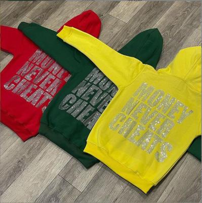 China 800 Gramm Stoff Gewicht Hoodies Custom übergroße Polyester Baumwolle Bling String Hoodie zu verkaufen