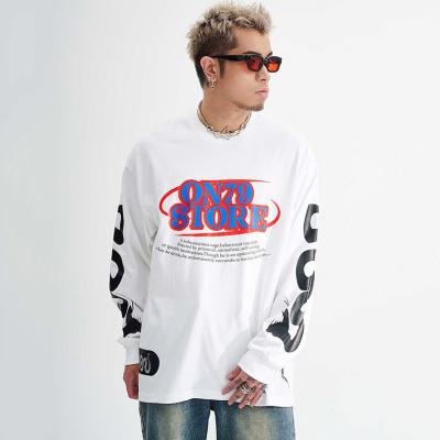 China 100 Percent Cotton Long Sleeve T Shirts  230gsm Heavyweight Letter Graphic For Men for sale