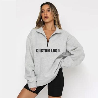 China Winter Season Women'S Long Sleeve Zip Up Hoodies Women Half Zip Up Printed Design for sale