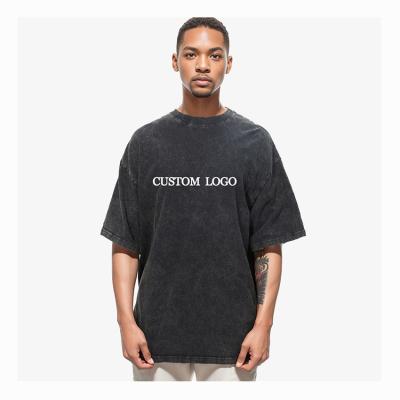 China Custom T Shirt 260 gsm 100% Cotton Streetwear Hip Hop Blank Acid Wash Vintage T Shirts for sale